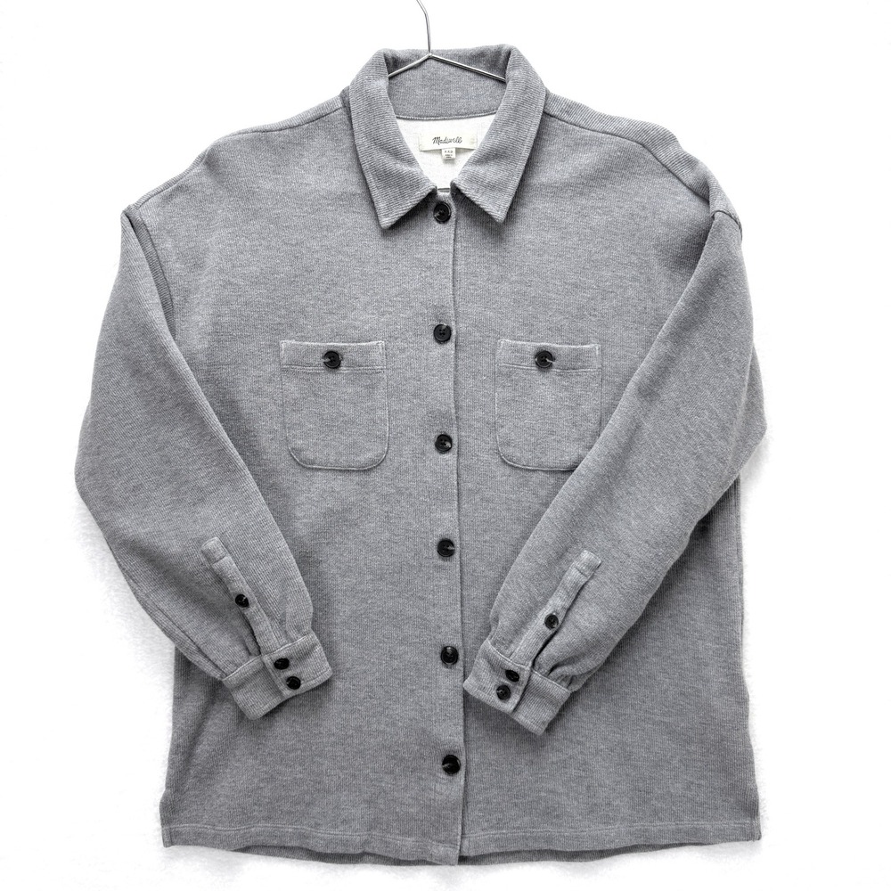 Madewell Double-Faced Shacket Womens XXS Gray Knit Button Up Casual Oversized